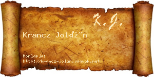 Krancz Jolán névjegykártya