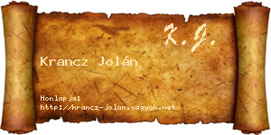 Krancz Jolán névjegykártya