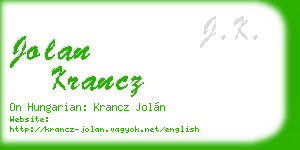jolan krancz business card